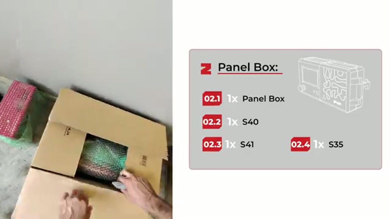 Panel Box components list from assembly manual — codes 02.1 to 02.4