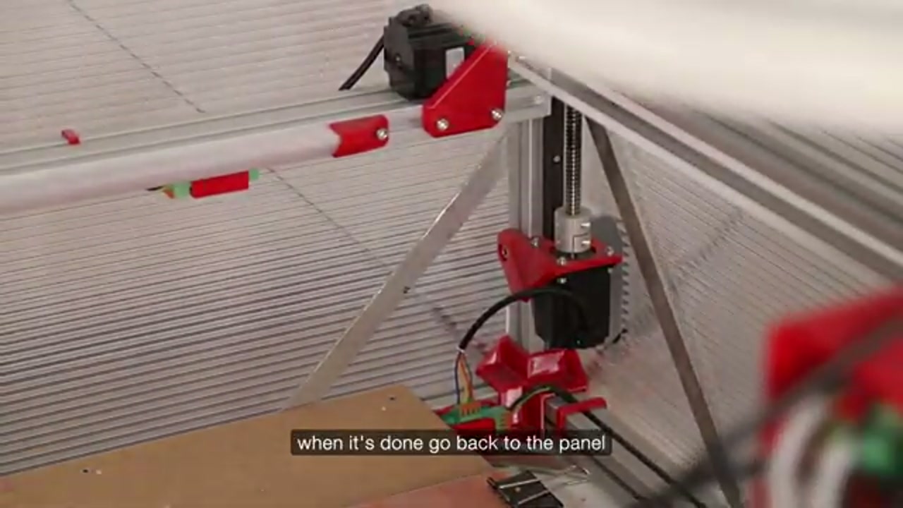 Corner of the G1 showing the Z stepper motor, lead screw, and belt — used during screw adjustment