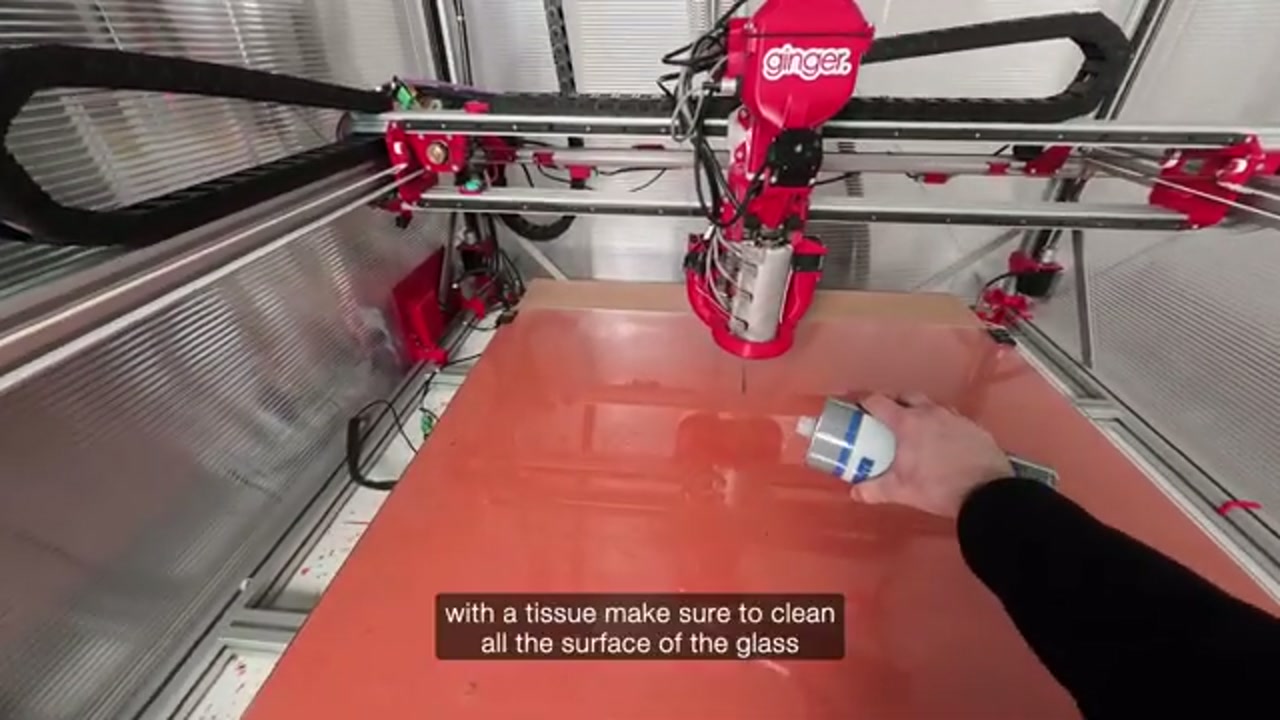 Applying glass cleaner to the bed surface