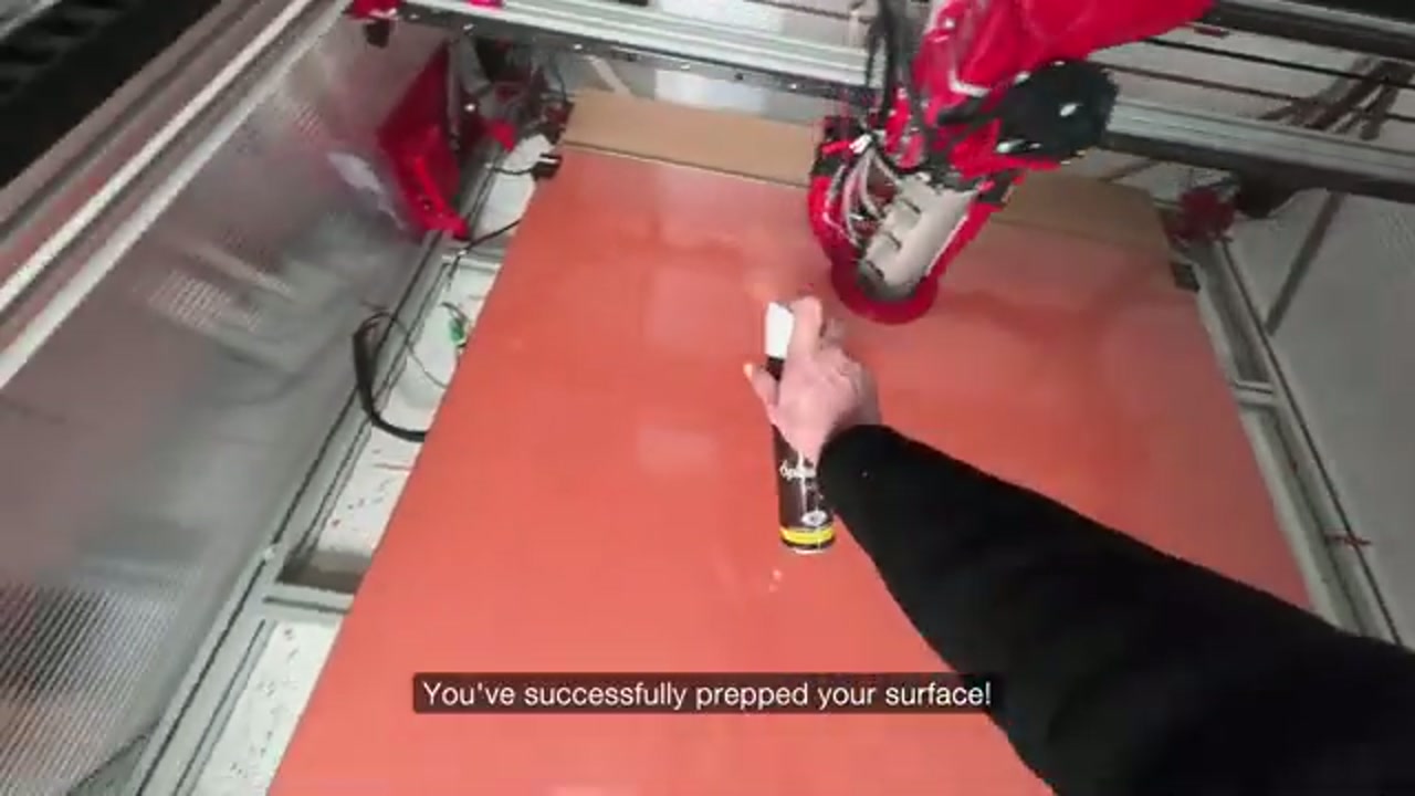 Glass bed fully prepared and ready for printing