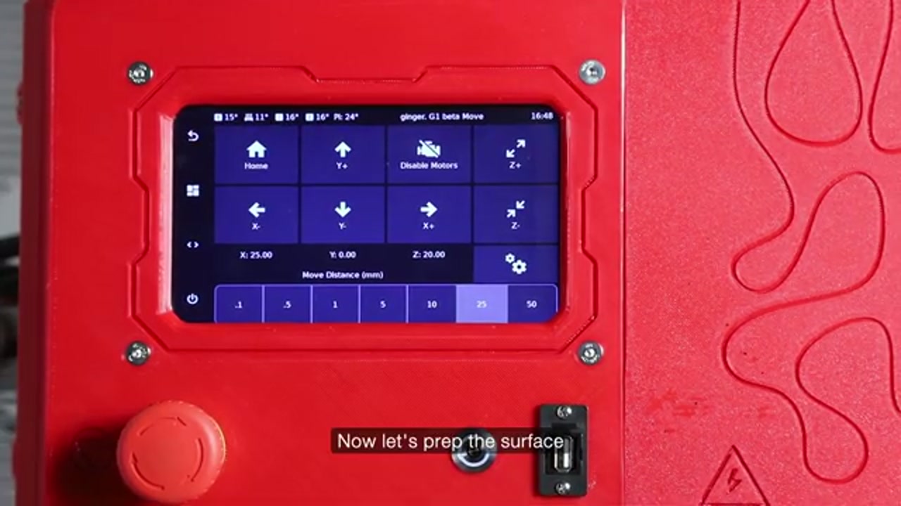KlipperScreen Move screen — use this to position the extruder out of the way before cleaning